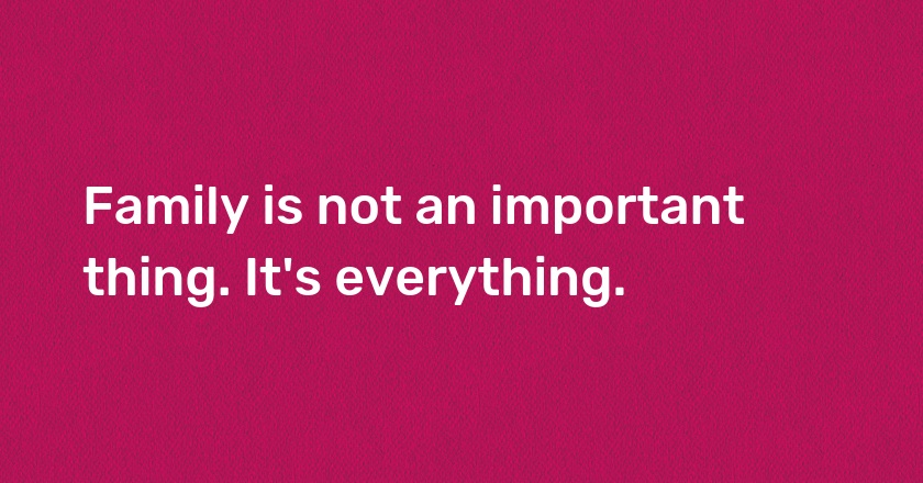 Family is not an important thing. It's everything.