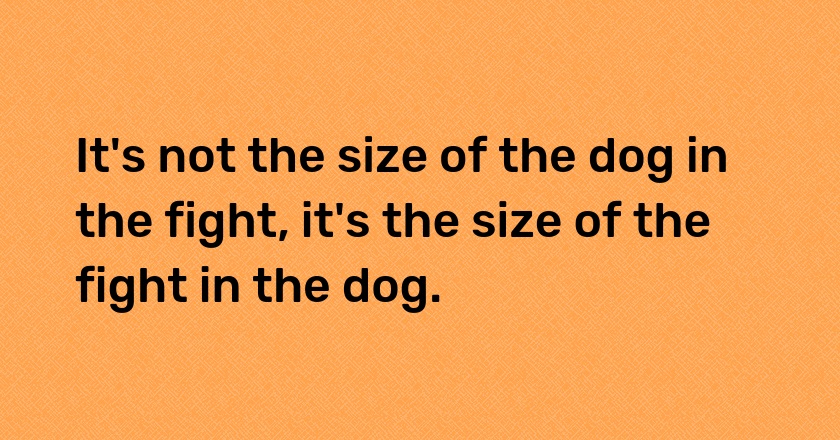 It's not the size of the dog in the fight, it's the size of the fight in the dog.