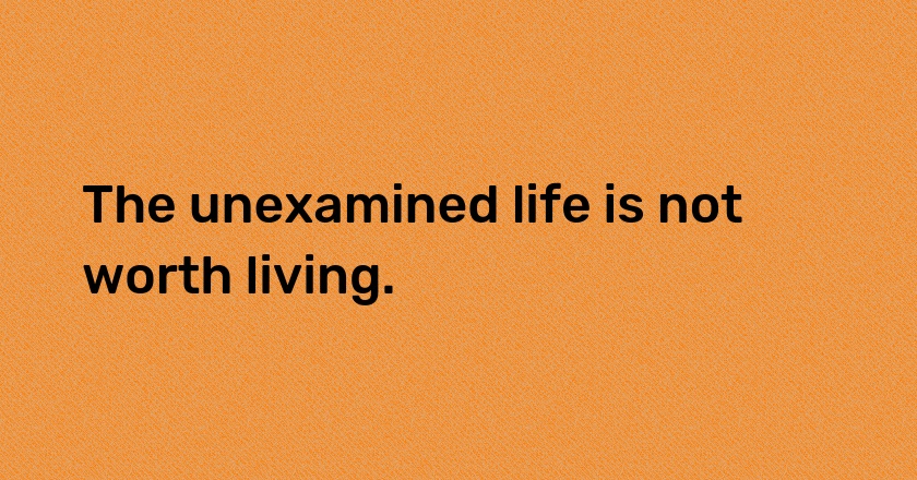 The unexamined life is not worth living.