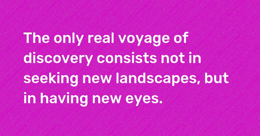 The only real voyage of discovery consists not in seeking new landscapes, but in having new eyes.