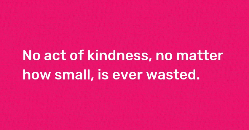 No act of kindness, no matter how small, is ever wasted.