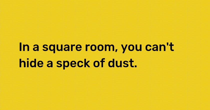 In a square room, you can't hide a speck of dust.