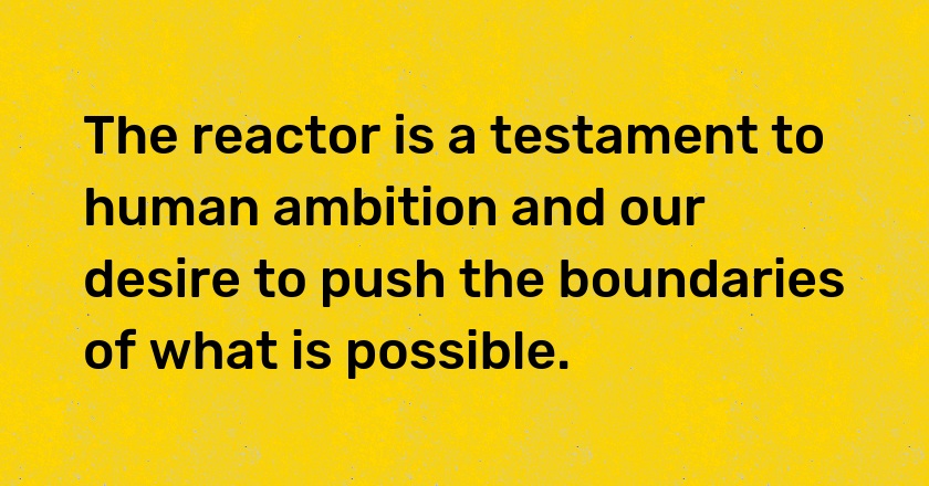 The reactor is a testament to human ambition and our desire to push the boundaries of what is possible.