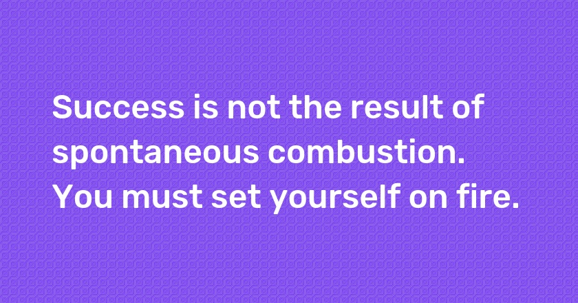 Success is not the result of spontaneous combustion. You must set yourself on fire.