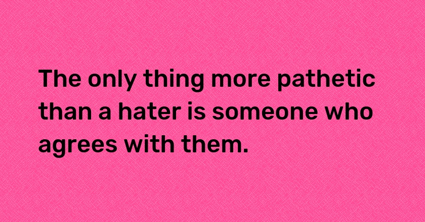 The only thing more pathetic than a hater is someone who agrees with them.