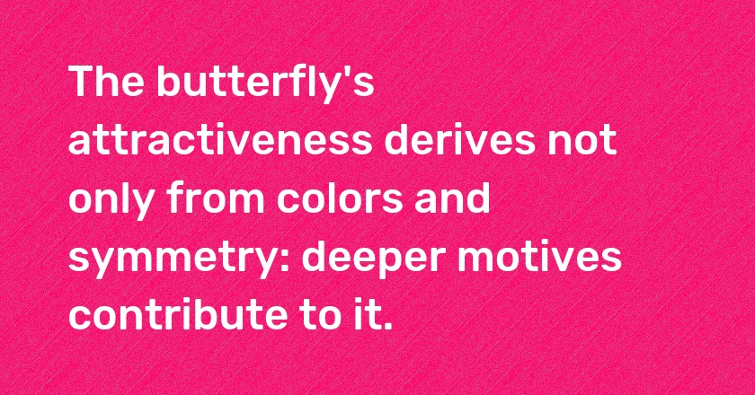 The butterfly's attractiveness derives not only from colors and symmetry: deeper motives contribute to it.