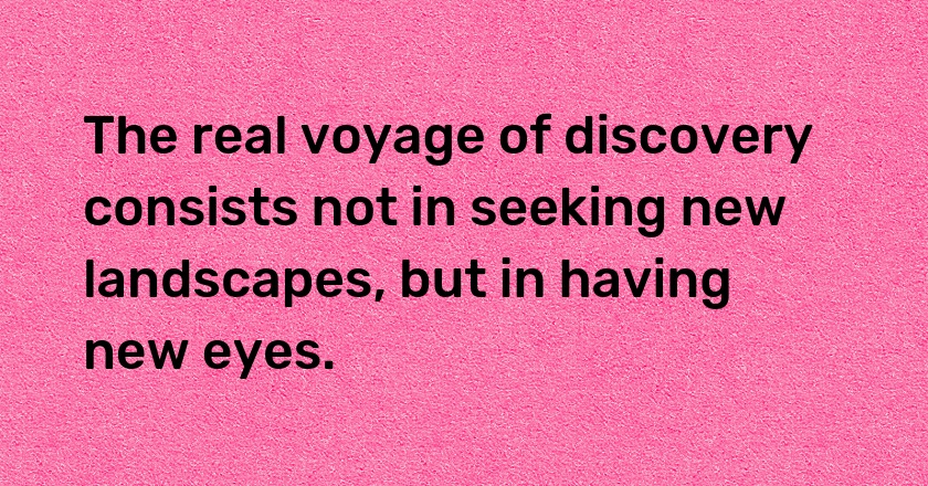 The real voyage of discovery consists not in seeking new landscapes, but in having new eyes.