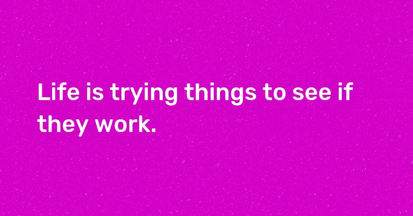 Life is trying things to see if they work.