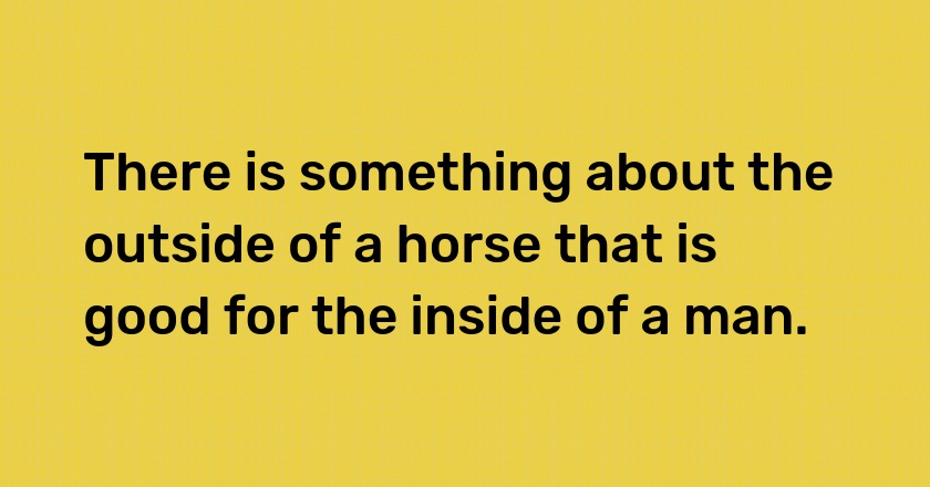 There is something about the outside of a horse that is good for the inside of a man.