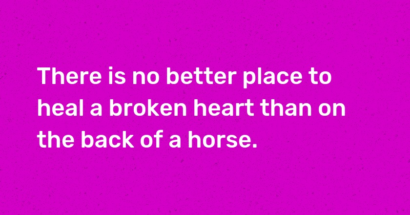 There is no better place to heal a broken heart than on the back of a horse.