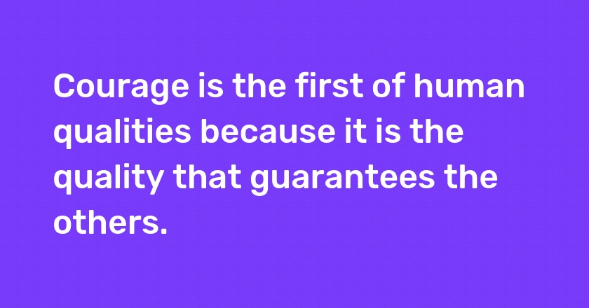 Courage is the first of human qualities because it is the quality that guarantees the others.