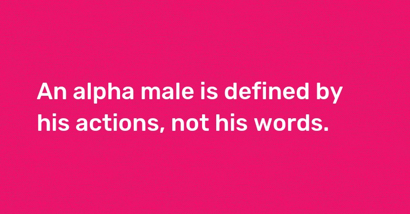 An alpha male is defined by his actions, not his words.