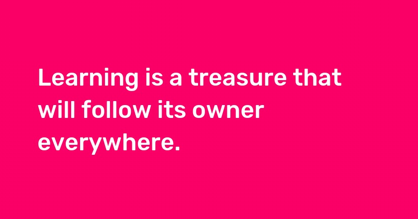 Learning is a treasure that will follow its owner everywhere.