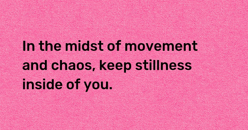 In the midst of movement and chaos, keep stillness inside of you.