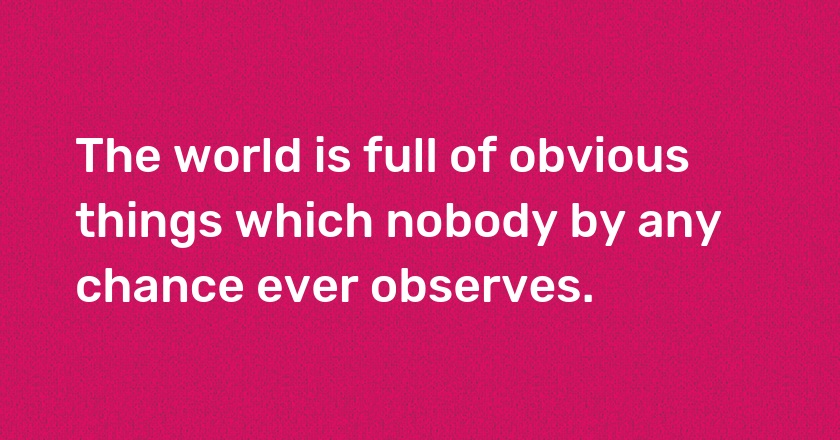 The world is full of obvious things which nobody by any chance ever observes.