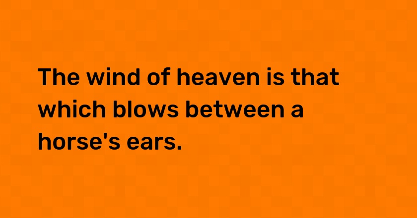 The wind of heaven is that which blows between a horse's ears.