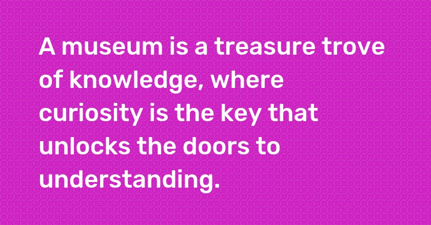 A museum is a treasure trove of knowledge, where curiosity is the key that unlocks the doors to understanding.