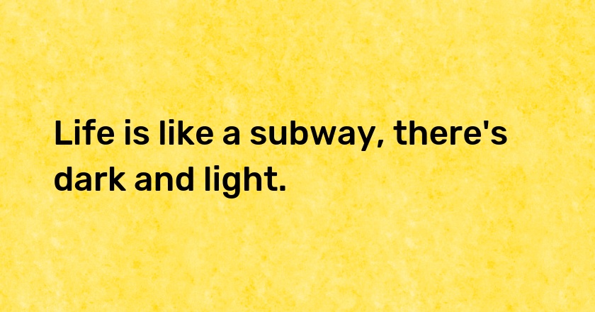 Life is like a subway, there's dark and light.