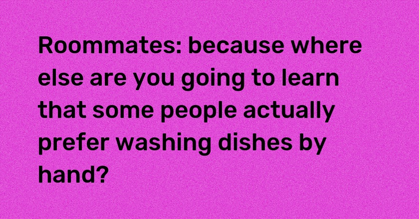 Roommates: because where else are you going to learn that some people actually prefer washing dishes by hand?