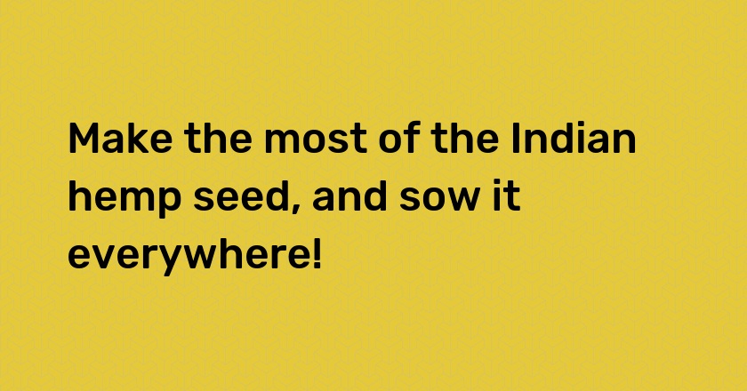 Make the most of the Indian hemp seed, and sow it everywhere!