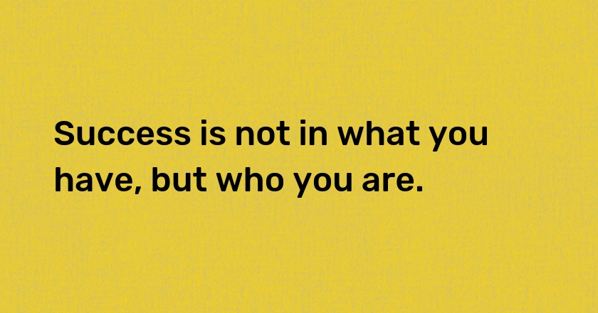 Success is not in what you have, but who you are.