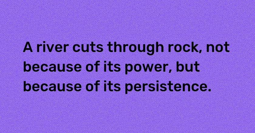 A river cuts through rock, not because of its power, but because of its persistence.