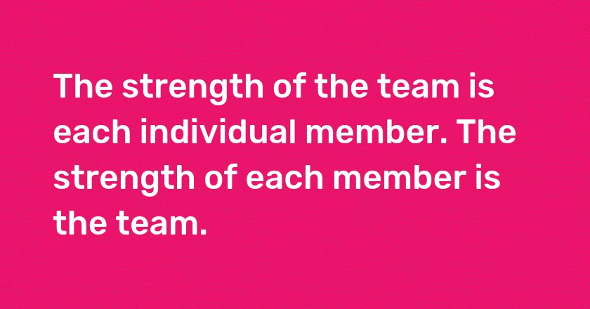 The strength of the team is each individual member. The strength of each member is the team.