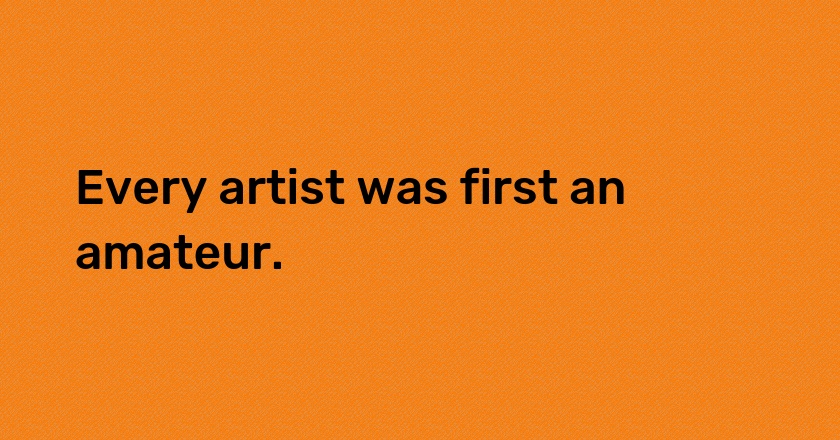 Every artist was first an amateur.