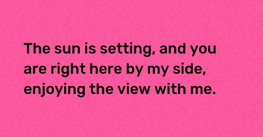 The sun is setting, and you are right here by my side, enjoying the view with me.