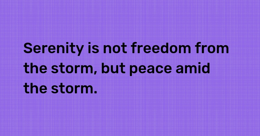 Serenity is not freedom from the storm, but peace amid the storm.