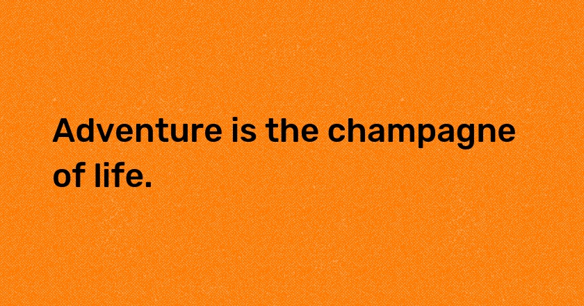 Adventure is the champagne of life.