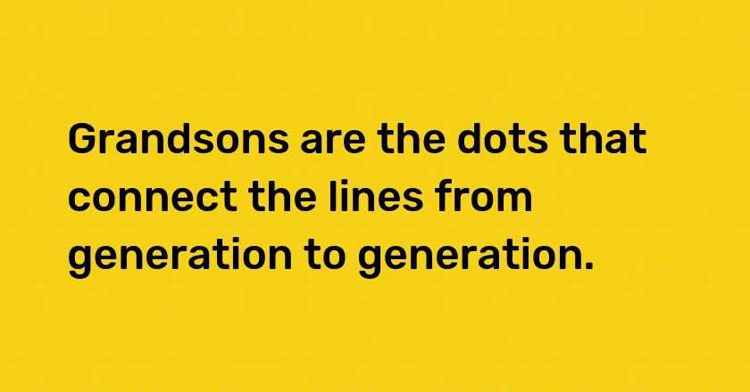 Grandsons are the dots that connect the lines from generation to generation.