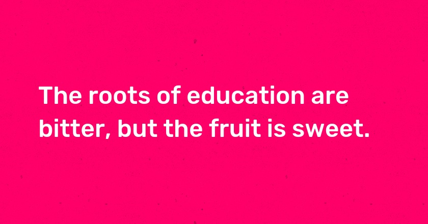 The roots of education are bitter, but the fruit is sweet.