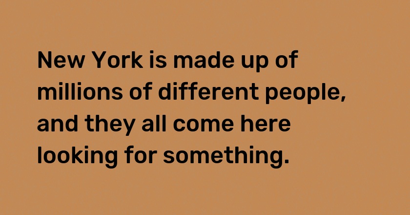 New York is made up of millions of different people, and they all come here looking for something.