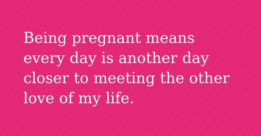 Being pregnant means every day is another day closer to meeting the other love of my life.