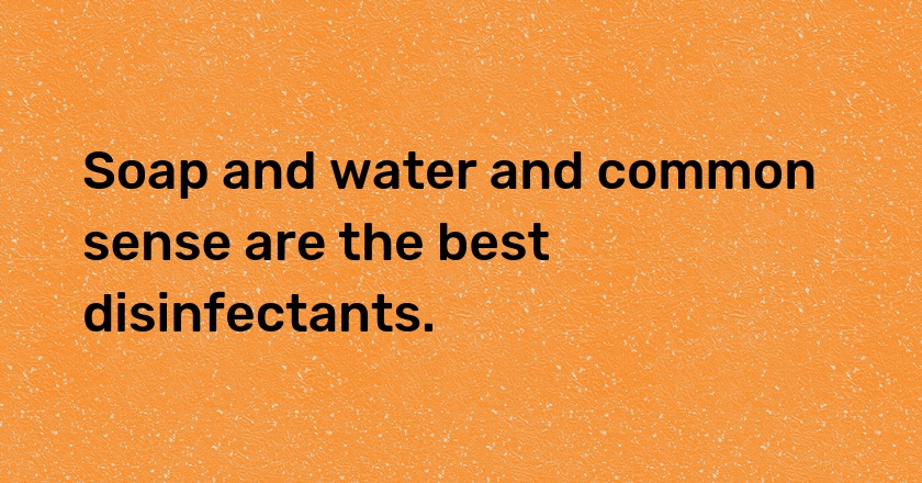 Soap and water and common sense are the best disinfectants.