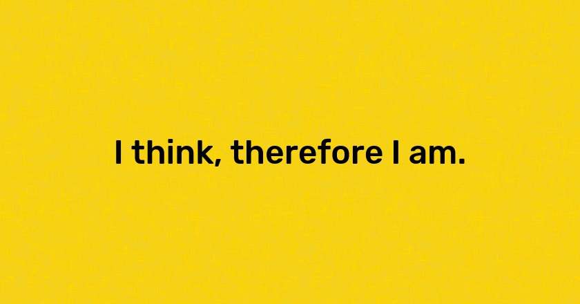 I think, therefore I am.