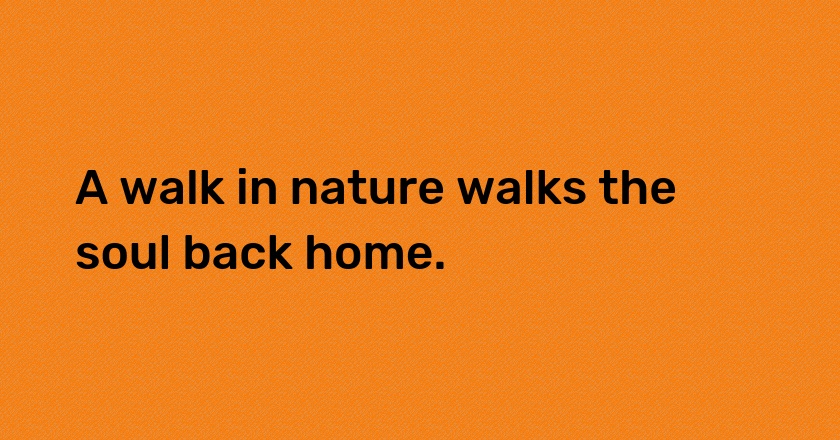 A walk in nature walks the soul back home.