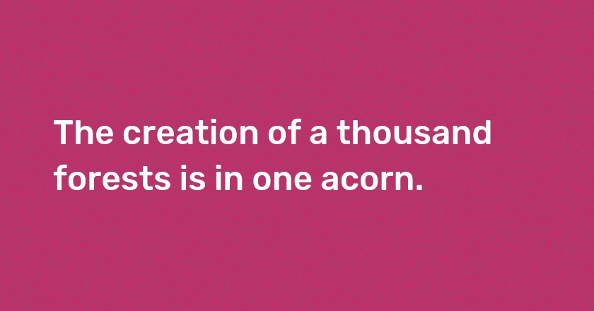 The creation of a thousand forests is in one acorn.