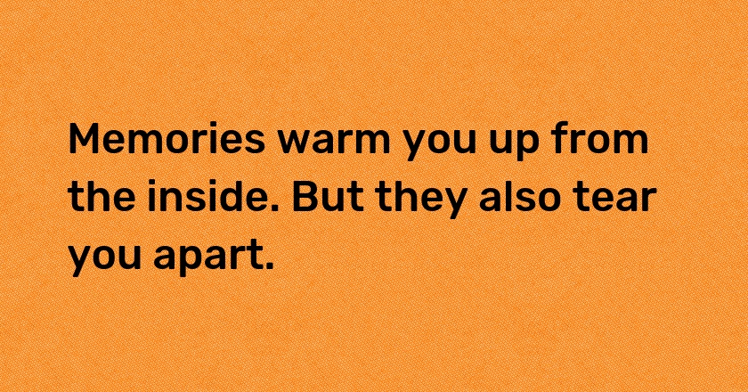 Memories warm you up from the inside. But they also tear you apart.