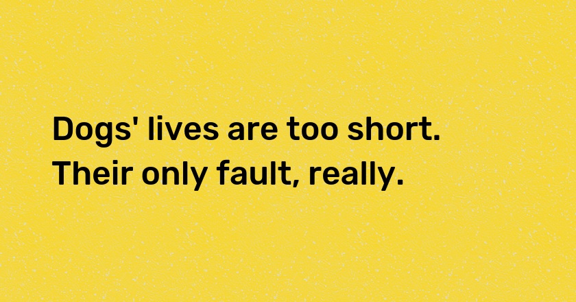 Dogs' lives are too short. Their only fault, really.