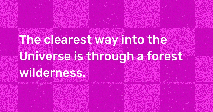 The clearest way into the Universe is through a forest wilderness.