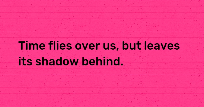 Time flies over us, but leaves its shadow behind.