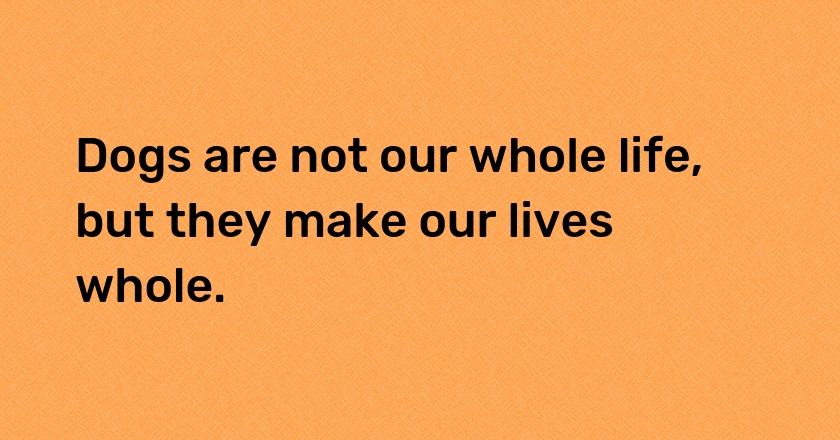 Dogs are not our whole life, but they make our lives whole.