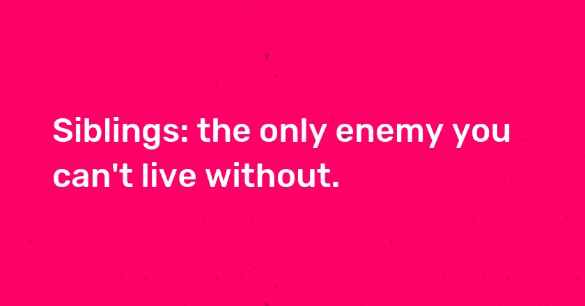 Siblings: the only enemy you can't live without.