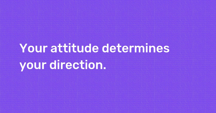 Your attitude determines your direction.